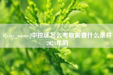 承德中控证怎么考取需要什么条件2024年的